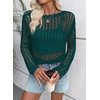 image:imageEVALESS Crochet Tops for Women Long Sleeve Hollow Out Knit Sweaters  Beach Vacation Cruise OutfitsKnit Pullover SweaterLightweight Breathable Cover UpsResort Wear for Spring Summer Fall TopEvergreen