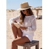 image:imageEVALESS Crochet Tops for Women Long Sleeve Hollow Out Knit Sweaters  Beach Vacation Cruise OutfitsKnit Pullover SweaterLightweight Breathable Cover UpsResort Wear for Spring Summer Fall TopA White