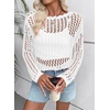 image:imageEVALESS Crochet Tops for Women Long Sleeve Hollow Out Knit Sweaters  Beach Vacation Cruise OutfitsKnit Pullover SweaterLightweight Breathable Cover UpsResort Wear for Spring Summer Fall TopA White