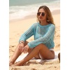 image:imageEVALESS Crochet Tops for Women Long Sleeve Hollow Out Knit Sweaters  Beach Vacation Cruise OutfitsKnit Pullover SweaterLightweight Breathable Cover UpsResort Wear for Spring Summer Fall TopA Light Blue