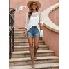 image:imageEVALESS Crochet Tops for Women Long Sleeve Hollow Out Knit Sweaters  Beach Vacation Cruise OutfitsKnit Pullover SweaterLightweight Breathable Cover UpsResort Wear for Spring Summer Fall TopA White