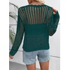 image:imageEVALESS Crochet Tops for Women Long Sleeve Hollow Out Knit Sweaters  Beach Vacation Cruise OutfitsKnit Pullover SweaterLightweight Breathable Cover UpsResort Wear for Spring Summer Fall TopEvergreen