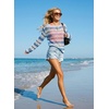 image:imageEVALESS Crochet Tops for Women Long Sleeve Hollow Out Knit Sweaters  Beach Vacation Cruise OutfitsKnit Pullover SweaterLightweight Breathable Cover UpsResort Wear for Spring Summer Fall TopBlue Stripe