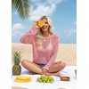 image:imageEVALESS Crochet Tops for Women Long Sleeve Hollow Out Knit Sweaters  Beach Vacation Cruise OutfitsKnit Pullover SweaterLightweight Breathable Cover UpsResort Wear for Spring Summer Fall TopA Pink