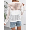 image:imageEVALESS Crochet Tops for Women Long Sleeve Hollow Out Knit Sweaters  Beach Vacation Cruise OutfitsKnit Pullover SweaterLightweight Breathable Cover UpsResort Wear for Spring Summer Fall TopA White