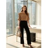 image:imageEVALESS Womens 34 Sleeve Tops Dressy Casual Blouses Ruffle Shirts  Soft Polyester Blouse Fabric Crewneck Ruffle Sleeve Shirts Business Casual Tops for Fall WorkWarm Camel