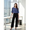 image:imageEVALESS Womens 34 Sleeve Tops Dressy Casual Blouses Ruffle Shirts  Soft Polyester Blouse Fabric Crewneck Ruffle Sleeve Shirts Business Casual Tops for Fall WorkSapphire Blue