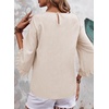 image:imageEVALESS Womens 34 Sleeve Tops Dressy Casual Blouses Ruffle Shirts  Soft Polyester Blouse Fabric Crewneck Ruffle Sleeve Shirts Business Casual Tops for Fall WorkYolk Beige