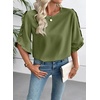 image:imageEVALESS Womens 34 Sleeve Tops Dressy Casual Blouses Ruffle Shirts  Soft Polyester Blouse Fabric Crewneck Ruffle Sleeve Shirts Business Casual Tops for Fall WorkWoodland Green