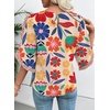 image:imageEVALESS Womens 34 Sleeve Tops Dressy Casual Blouses Ruffle Shirts  Soft Polyester Blouse Fabric Crewneck Ruffle Sleeve Shirts Business Casual Tops for Fall WorkZesty Floral Multicolor