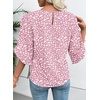 image:imageEVALESS Womens 34 Sleeve Tops Dressy Casual Blouses Ruffle Shirts  Soft Polyester Blouse Fabric Crewneck Ruffle Sleeve Shirts Business Casual Tops for Fall WorkZ Pink