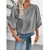 image:imageEVALESS Womens 34 Sleeve Tops Dressy Casual Blouses Ruffle Shirts  Soft Polyester Blouse Fabric Crewneck Ruffle Sleeve Shirts Business Casual Tops for Fall WorkZ Black