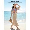 image:imageEVALESS Womens 34 Sleeve Tops Dressy Casual Blouses Ruffle Shirts  Soft Polyester Blouse Fabric Crewneck Ruffle Sleeve Shirts Business Casual Tops for Fall WorkZesty Floral Multicolor