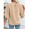 image:imageEVALESS Womens 34 Sleeve Tops Dressy Casual Blouses Ruffle Shirts  Soft Polyester Blouse Fabric Crewneck Ruffle Sleeve Shirts Business Casual Tops for Fall WorkZ Smoke Gray
