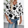 image:imageEVALESS Womens 34 Sleeve Tops Dressy Casual Blouses Ruffle Shirts  Soft Polyester Blouse Fabric Crewneck Ruffle Sleeve Shirts Business Casual Tops for Fall WorkWhite  Black Floral