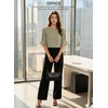 image:imageEVALESS Womens 34 Sleeve Tops Dressy Casual Blouses Ruffle Shirts  Soft Polyester Blouse Fabric Crewneck Ruffle Sleeve Shirts Business Casual Tops for Fall WorkSage Green
