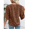 image:imageEVALESS Womens 34 Sleeve Tops Dressy Casual Blouses Ruffle Shirts  Soft Polyester Blouse Fabric Crewneck Ruffle Sleeve Shirts Business Casual Tops for Fall WorkTawny Brown