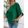 image:imageEVALESS Womens 34 Sleeve Tops Dressy Casual Blouses Ruffle Shirts  Soft Polyester Blouse Fabric Crewneck Ruffle Sleeve Shirts Business Casual Tops for Fall WorkDark Green