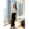 image:imageEVALESS Womens 34 Sleeve Tops Dressy Casual Blouses Ruffle Shirts  Soft Polyester Blouse Fabric Crewneck Ruffle Sleeve Shirts Business Casual Tops for Fall WorkWhite  Black Polka Dots