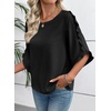 image:imageEVALESS Womens 34 Sleeve Tops Dressy Casual Blouses Ruffle Shirts  Soft Polyester Blouse Fabric Crewneck Ruffle Sleeve Shirts Business Casual Tops for Fall WorkBlack