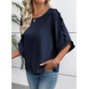 image:imageEVALESS Womens 34 Sleeve Tops Dressy Casual Blouses Ruffle Shirts  Soft Polyester Blouse Fabric Crewneck Ruffle Sleeve Shirts Business Casual Tops for Fall WorkZ Navy Blue
