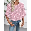 image:imageEVALESS Womens 34 Sleeve Tops Dressy Casual Blouses Ruffle Shirts  Soft Polyester Blouse Fabric Crewneck Ruffle Sleeve Shirts Business Casual Tops for Fall WorkZ Pink