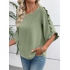 image:imageEVALESS Womens 34 Sleeve Tops Dressy Casual Blouses Ruffle Shirts  Soft Polyester Blouse Fabric Crewneck Ruffle Sleeve Shirts Business Casual Tops for Fall WorkZ Smoke Green
