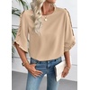 image:imageEVALESS Womens 34 Sleeve Tops Dressy Casual Blouses Ruffle Shirts  Soft Polyester Blouse Fabric Crewneck Ruffle Sleeve Shirts Business Casual Tops for Fall WorkZ Smoke Gray