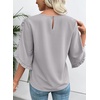 image:imageEVALESS Womens 34 Sleeve Tops Dressy Casual Blouses Ruffle Shirts  Soft Polyester Blouse Fabric Crewneck Ruffle Sleeve Shirts Business Casual Tops for Fall WorkLight Grey