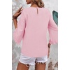 image:imageEVALESS Womens 34 Sleeve Tops Dressy Casual Blouses Ruffle Shirts  Soft Polyester Blouse Fabric Crewneck Ruffle Sleeve Shirts Business Casual Tops for Fall WorkYoung Pink