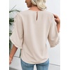 image:imageEVALESS Womens 34 Sleeve Tops Dressy Casual Blouses Ruffle Shirts  Soft Polyester Blouse Fabric Crewneck Ruffle Sleeve Shirts Business Casual Tops for Fall WorkYolk Beige