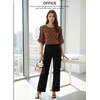 image:imageEVALESS Womens 34 Sleeve Tops Dressy Casual Blouses Ruffle Shirts  Soft Polyester Blouse Fabric Crewneck Ruffle Sleeve Shirts Business Casual Tops for Fall WorkTawny Brown