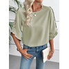 image:imageEVALESS Womens 34 Sleeve Tops Dressy Casual Blouses Ruffle Shirts  Soft Polyester Blouse Fabric Crewneck Ruffle Sleeve Shirts Business Casual Tops for Fall WorkSage Green