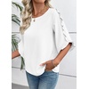 image:imageEVALESS Womens 34 Sleeve Tops Dressy Casual Blouses Ruffle Shirts  Soft Polyester Blouse Fabric Crewneck Ruffle Sleeve Shirts Business Casual Tops for Fall WorkWhite