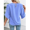 image:imageEVALESS Womens 34 Sleeve Tops Dressy Casual Blouses Ruffle Shirts  Soft Polyester Blouse Fabric Crewneck Ruffle Sleeve Shirts Business Casual Tops for Fall WorkSky Blue