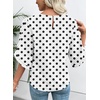 image:imageEVALESS Womens 34 Sleeve Tops Dressy Casual Blouses Ruffle Shirts  Soft Polyester Blouse Fabric Crewneck Ruffle Sleeve Shirts Business Casual Tops for Fall WorkWhite  Black Polka Dots