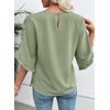 image:imageEVALESS Womens 34 Sleeve Tops Dressy Casual Blouses Ruffle Shirts  Soft Polyester Blouse Fabric Crewneck Ruffle Sleeve Shirts Business Casual Tops for Fall WorkZ Smoke Green