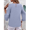 image:imageEVALESS Womens 34 Sleeve Tops Dressy Casual Blouses Ruffle Shirts  Soft Polyester Blouse Fabric Crewneck Ruffle Sleeve Shirts Business Casual Tops for Fall WorkWhisper Blue