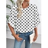image:imageEVALESS Womens 34 Sleeve Tops Dressy Casual Blouses Ruffle Shirts  Soft Polyester Blouse Fabric Crewneck Ruffle Sleeve Shirts Business Casual Tops for Fall WorkWhite  Black Polka Dots