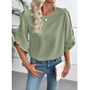 image:imageEVALESS Womens 34 Sleeve Tops Dressy Casual Blouses Ruffle Shirts  Soft Polyester Blouse Fabric Crewneck Ruffle Sleeve Shirts Business Casual Tops for Fall WorkZ Smoke Green