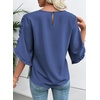 image:imageEVALESS Womens 34 Sleeve Tops Dressy Casual Blouses Ruffle Shirts  Soft Polyester Blouse Fabric Crewneck Ruffle Sleeve Shirts Business Casual Tops for Fall WorkSapphire Blue