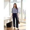 image:imageEVALESS Womens 34 Sleeve Tops Dressy Casual Blouses Ruffle Shirts  Soft Polyester Blouse Fabric Crewneck Ruffle Sleeve Shirts Business Casual Tops for Fall WorkWhisper Blue