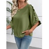 image:imageEVALESS Womens 34 Sleeve Tops Dressy Casual Blouses Ruffle Shirts  Soft Polyester Blouse Fabric Crewneck Ruffle Sleeve Shirts Business Casual Tops for Fall WorkWoodland Green