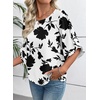 image:imageEVALESS Womens 34 Sleeve Tops Dressy Casual Blouses Ruffle Shirts  Soft Polyester Blouse Fabric Crewneck Ruffle Sleeve Shirts Business Casual Tops for Fall WorkWhite  Black Floral
