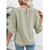 image:imageEVALESS Womens 34 Sleeve Tops Dressy Casual Blouses Ruffle Shirts  Soft Polyester Blouse Fabric Crewneck Ruffle Sleeve Shirts Business Casual Tops for Fall WorkSage Green