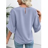 image:imageEVALESS Womens 34 Sleeve Tops Dressy Casual Blouses Ruffle Shirts  Soft Polyester Blouse Fabric Crewneck Ruffle Sleeve Shirts Business Casual Tops for Fall WorkWhisper Blue