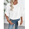 image:imageEVALESS Womens 34 Sleeve Tops Dressy Casual Blouses Ruffle Shirts  Soft Polyester Blouse Fabric Crewneck Ruffle Sleeve Shirts Business Casual Tops for Fall WorkWhite