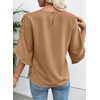 image:imageEVALESS Womens 34 Sleeve Tops Dressy Casual Blouses Ruffle Shirts  Soft Polyester Blouse Fabric Crewneck Ruffle Sleeve Shirts Business Casual Tops for Fall WorkWarm Camel
