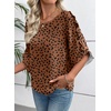 image:imageEVALESS Womens 34 Sleeve Tops Dressy Casual Blouses Ruffle Shirts  Soft Polyester Blouse Fabric Crewneck Ruffle Sleeve Shirts Business Casual Tops for Fall WorkTawny Brown
