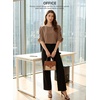 image:imageEVALESS Womens 34 Sleeve Tops Dressy Casual Blouses Ruffle Shirts  Soft Polyester Blouse Fabric Crewneck Ruffle Sleeve Shirts Business Casual Tops for Fall WorkKhaki